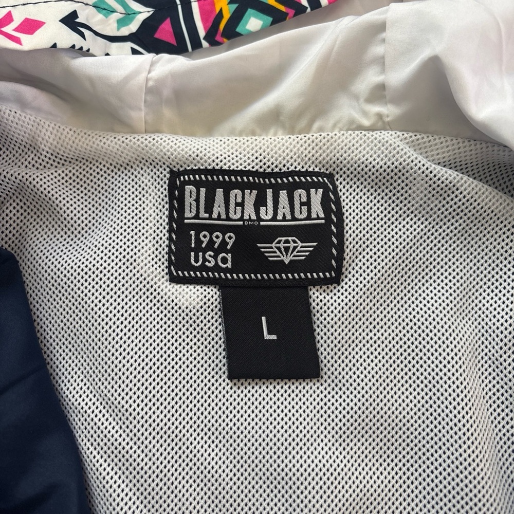 Jackblack Navy Blue- multicolored Aztec/tribal  windbreaker size XL - Picture 3 of 6